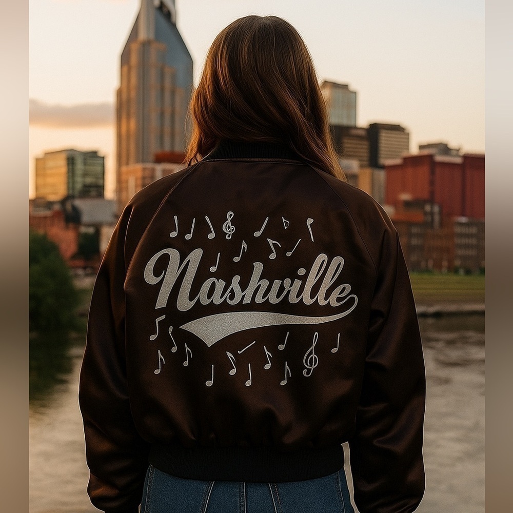 Vintage Diamond Dust Nashville Satin Varsity Jacket Size Medium Streetwear